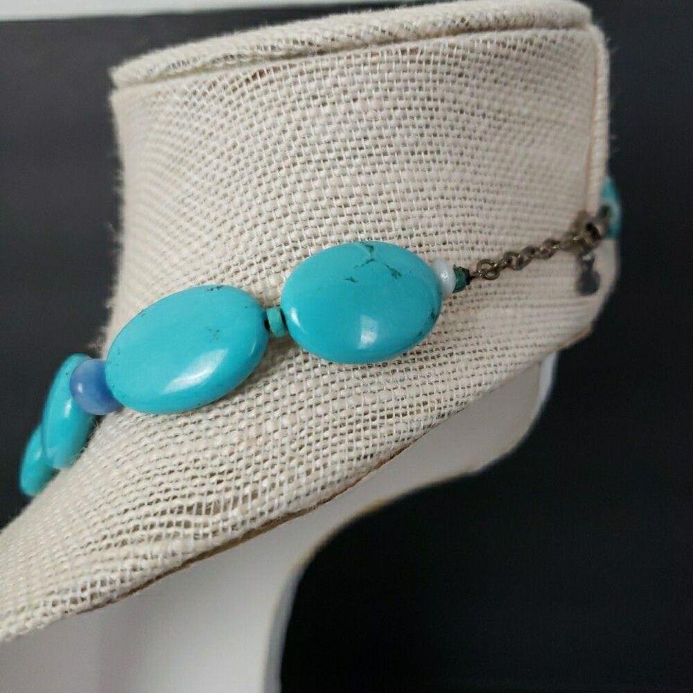 Tica Rosa Turquoise Howlite Amazonite Multi-Stone Necklace 17" Sterling .925 - Picture 4 of 16
